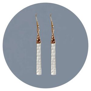 Gold & White Drop Earrings